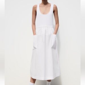 Zara white combination poplin dress NWT